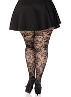 Romantische Strumpfhosen, Netz, Blumen, Plus Size